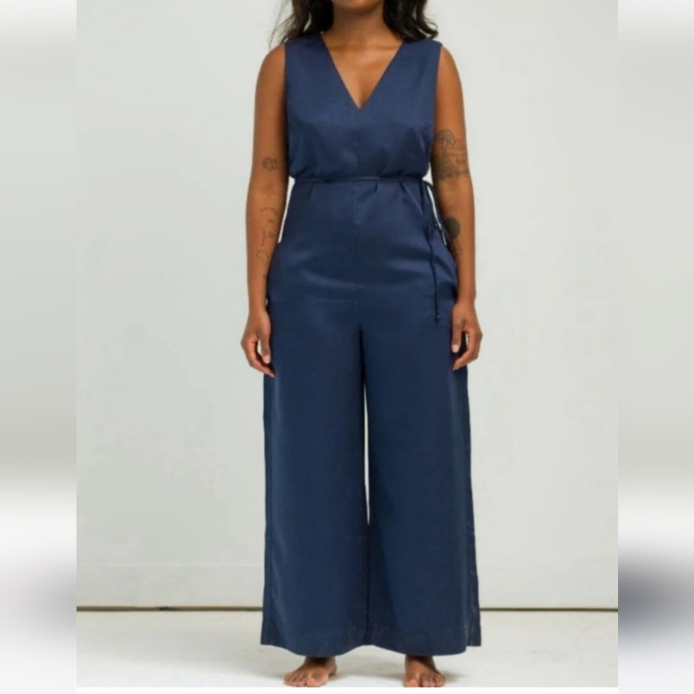 Ettitude Sateen Jumpsuit Ocean (blue) Size Medium, NIB